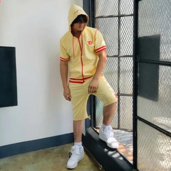 Men’s Frost Originals Ivory | Red Hooded Short Set NWT - Picture 4 of 4